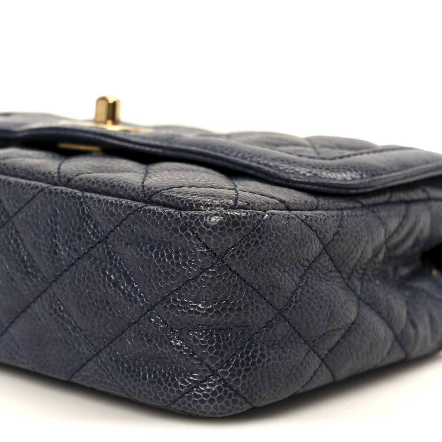 Chanel Crumpled Grained Calfskin Quilted Mini Two Tone Flap Blue 11 of 12