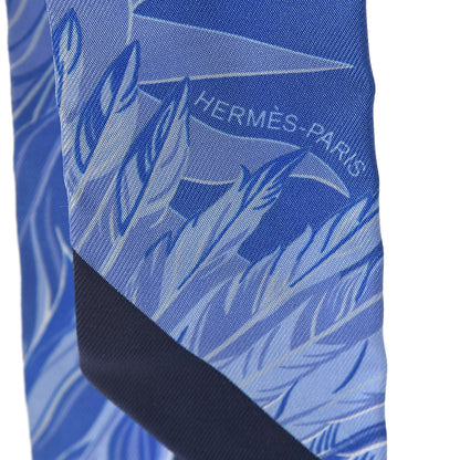 Hermes Silk Cheval Phoenix Twilly Marine Ciel Cobalt 5 of 5