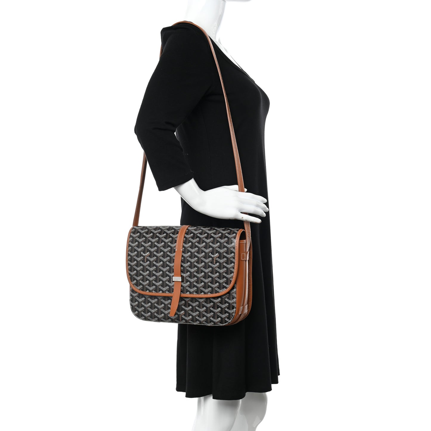 Goyardine Belvedere II MM Messenger Bag Black Gold