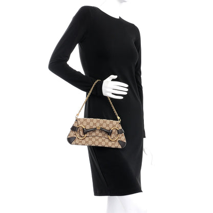 Gucci Monogram Horsebit Clutch Dark Brown 2 of 7