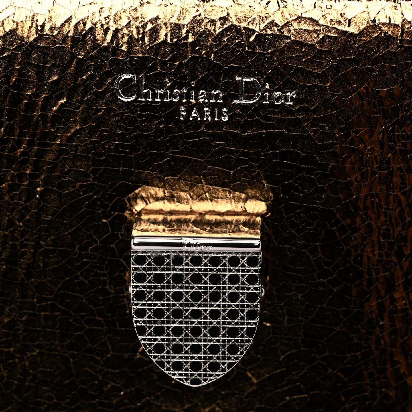 Metallic Calfskin Medium Diorever Flap Bronze