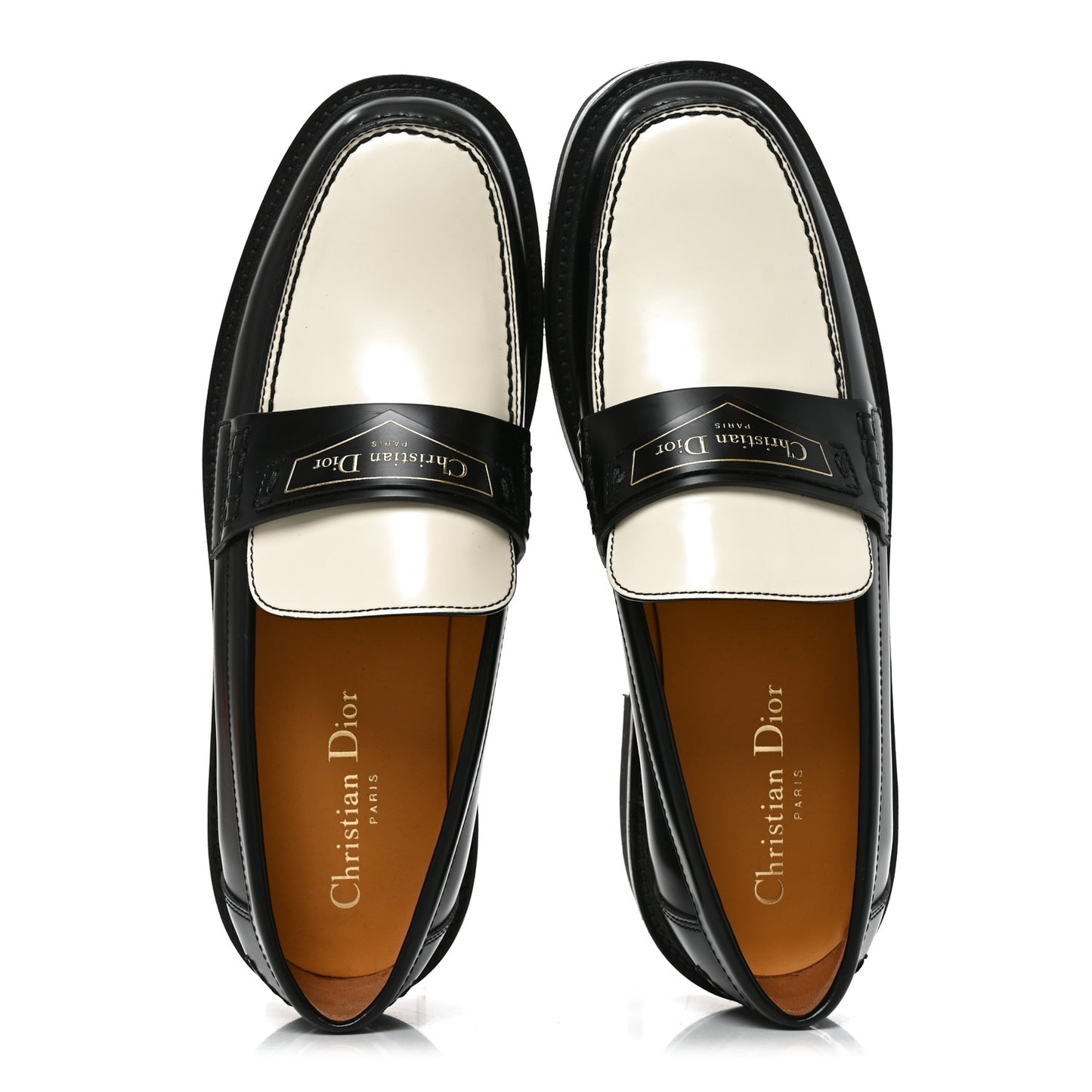 Brushed Calfskin Boy Loafers 39 Black White