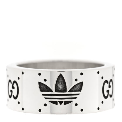 Gucci X ADIDAS Sterling Silver Trefoil GG Monogram Extra Wide Band Ring 57 8 3 of 5
