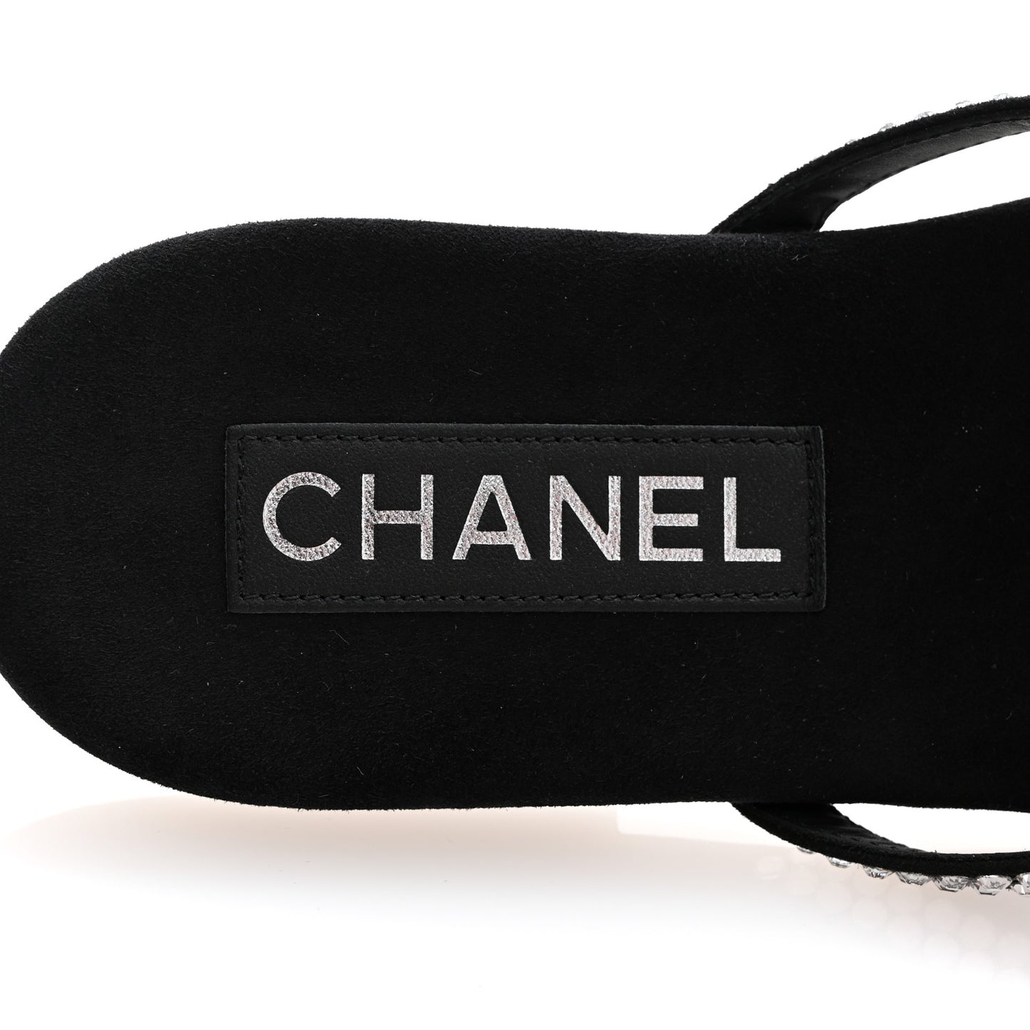 Suede Kidskin Strass CC Thong Sandals 39 Black