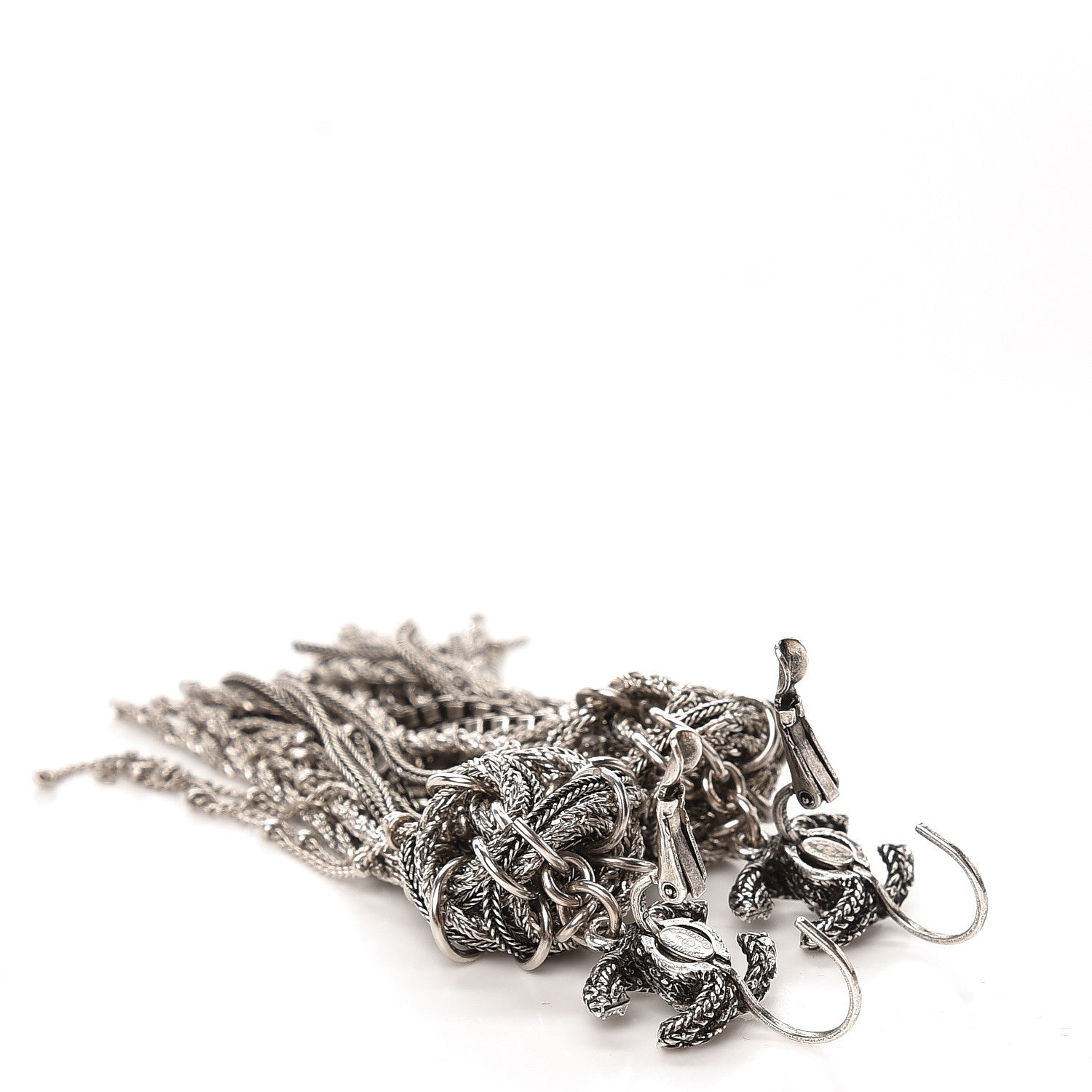 Chanel Ruthenium Crystal Chain CC Drop Earrings 4 of 4