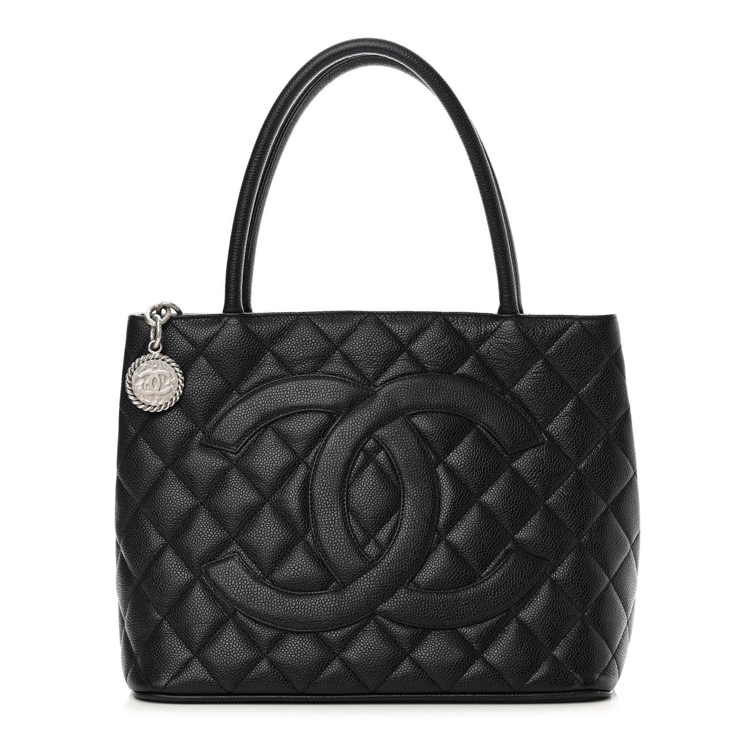 Caviar Quilted Medallion Tote Black