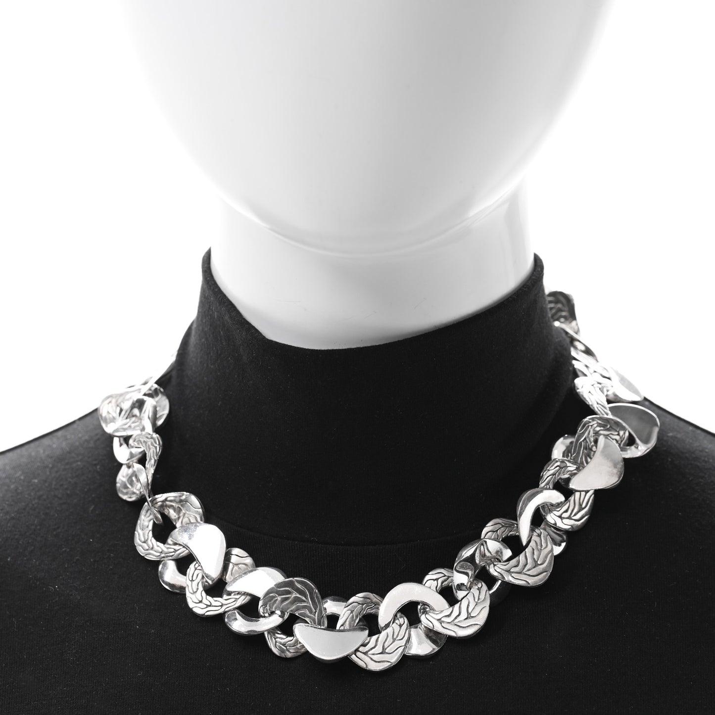 Sterling Silver White Topaz Kali Lava Large Chain Necklace