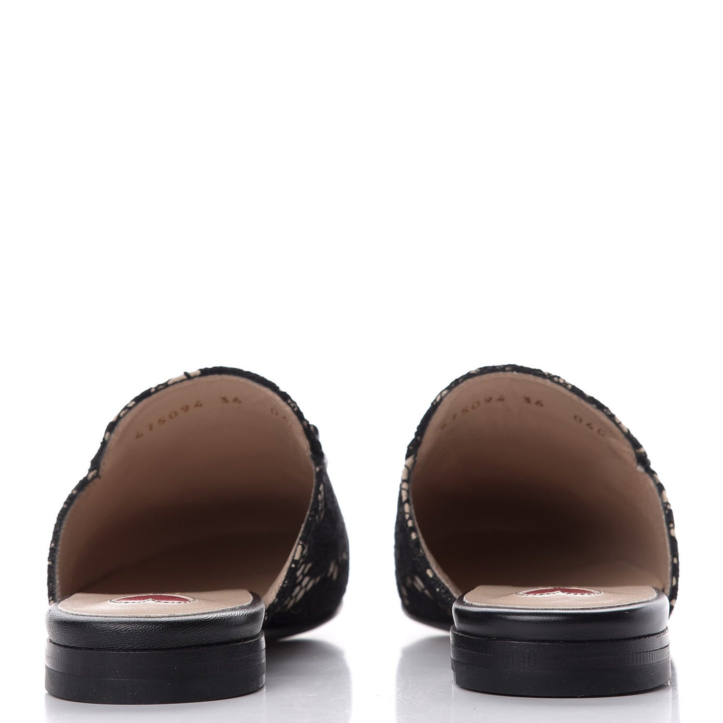 Lace Malaga Kid Womens Princetown Slippers 36 Black Skin Rose
