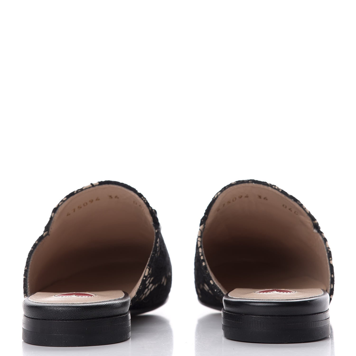 Gucci Lace Malaga Kid Womens Princetown Slippers 36 Black Skin Rose 6 of 10