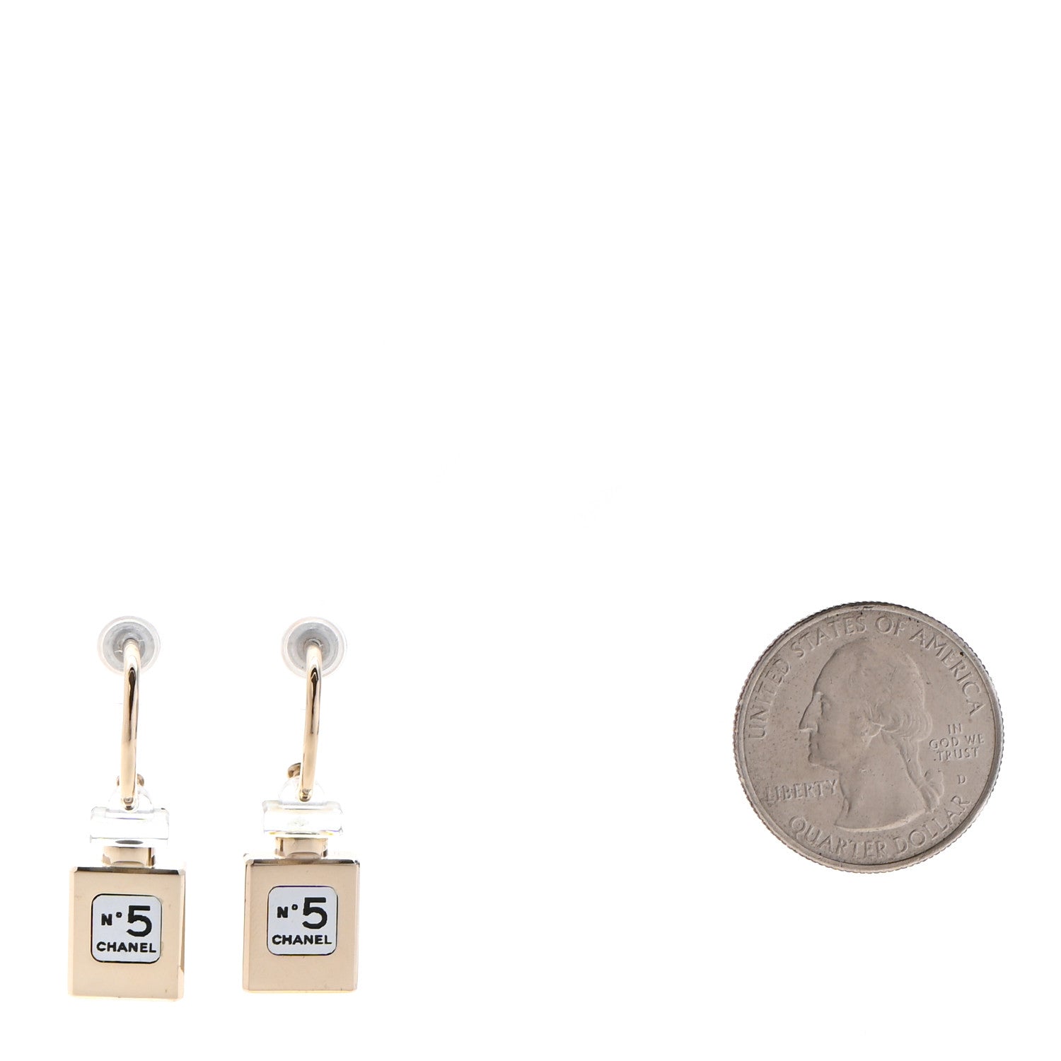 Chanel CC No 5 Perfume Bottle Drop Earrings Gold 2 of 4