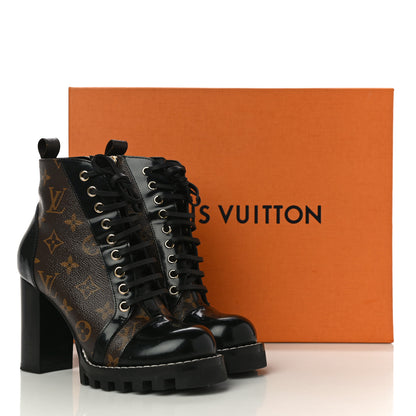 Louis Vuitton Patent Calfskin Monogram Star Trail Ankle Boots 37 Black 11 of 11