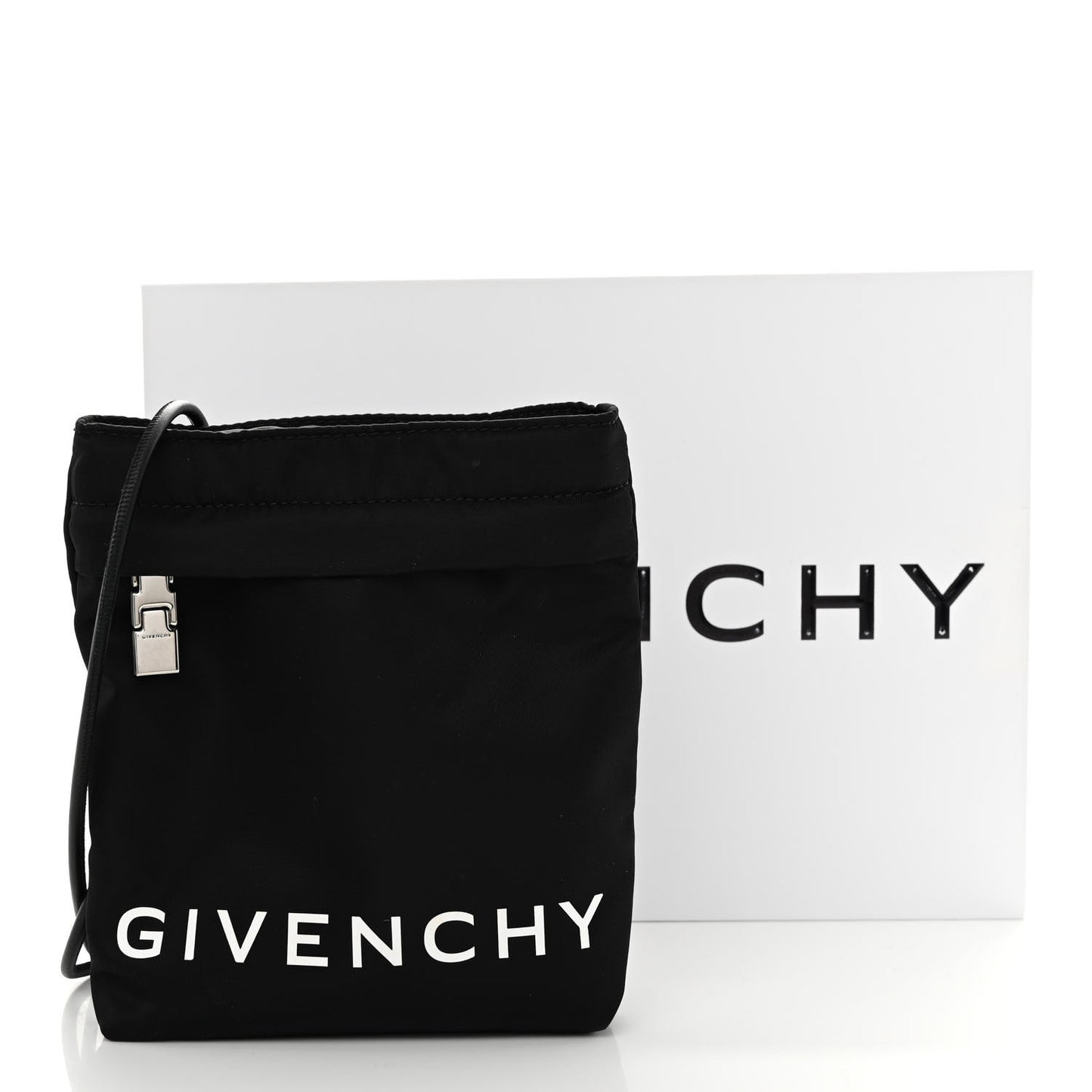 Nylon Logo Crossbody Phone Pouch Black