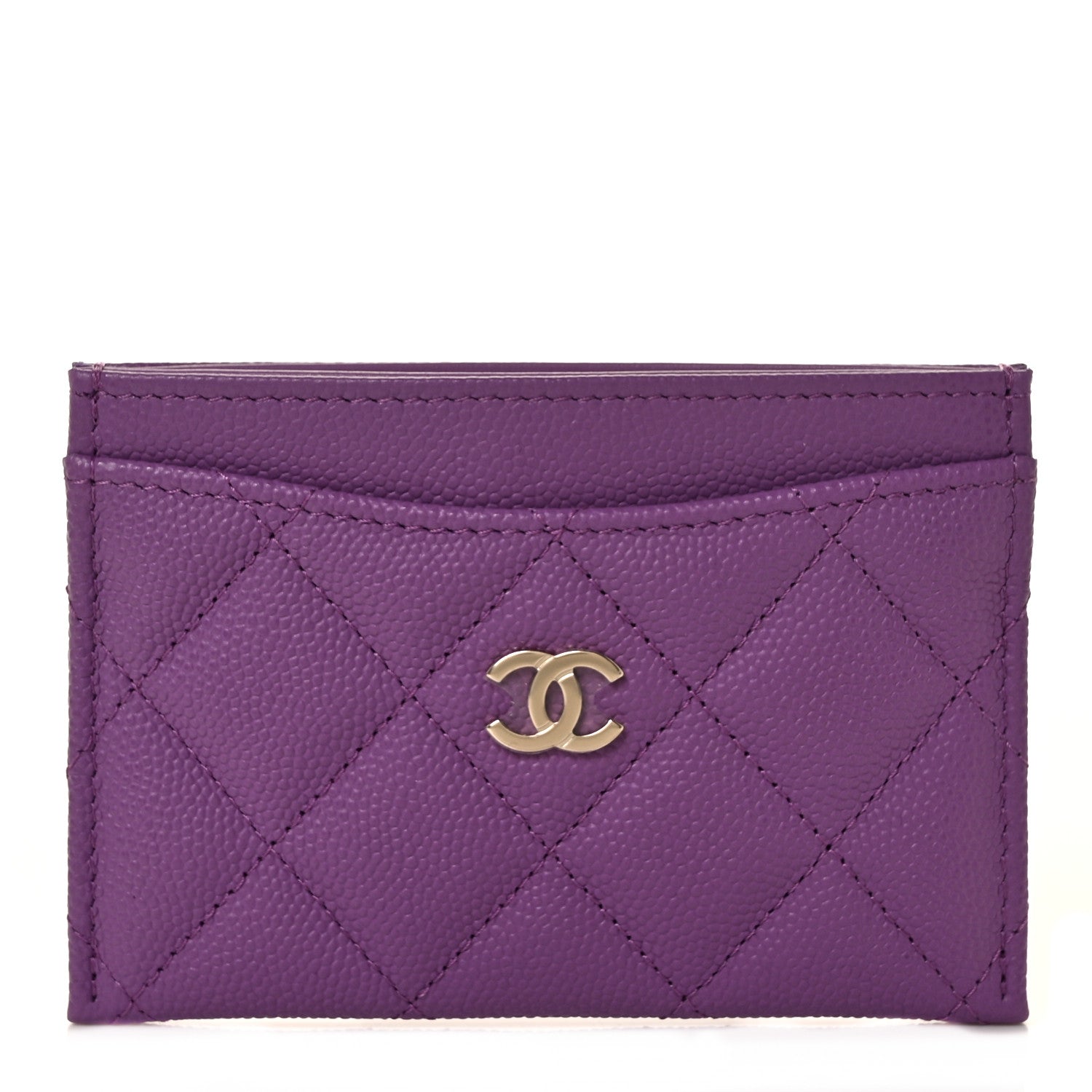 Chanel Caviar Quilted Card Holder Purple 1 of 11