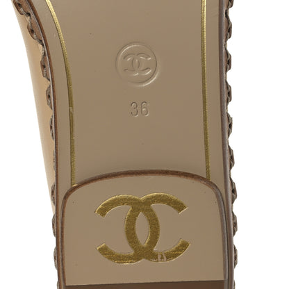 Chanel Lambskin Chain CC Mocassin Loafer Espadrilles 36 Beige Black 8 of 11