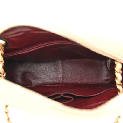 Chanel Shiny Goatskin Diagonal Quilted Camera Bag Beige 5 of 14