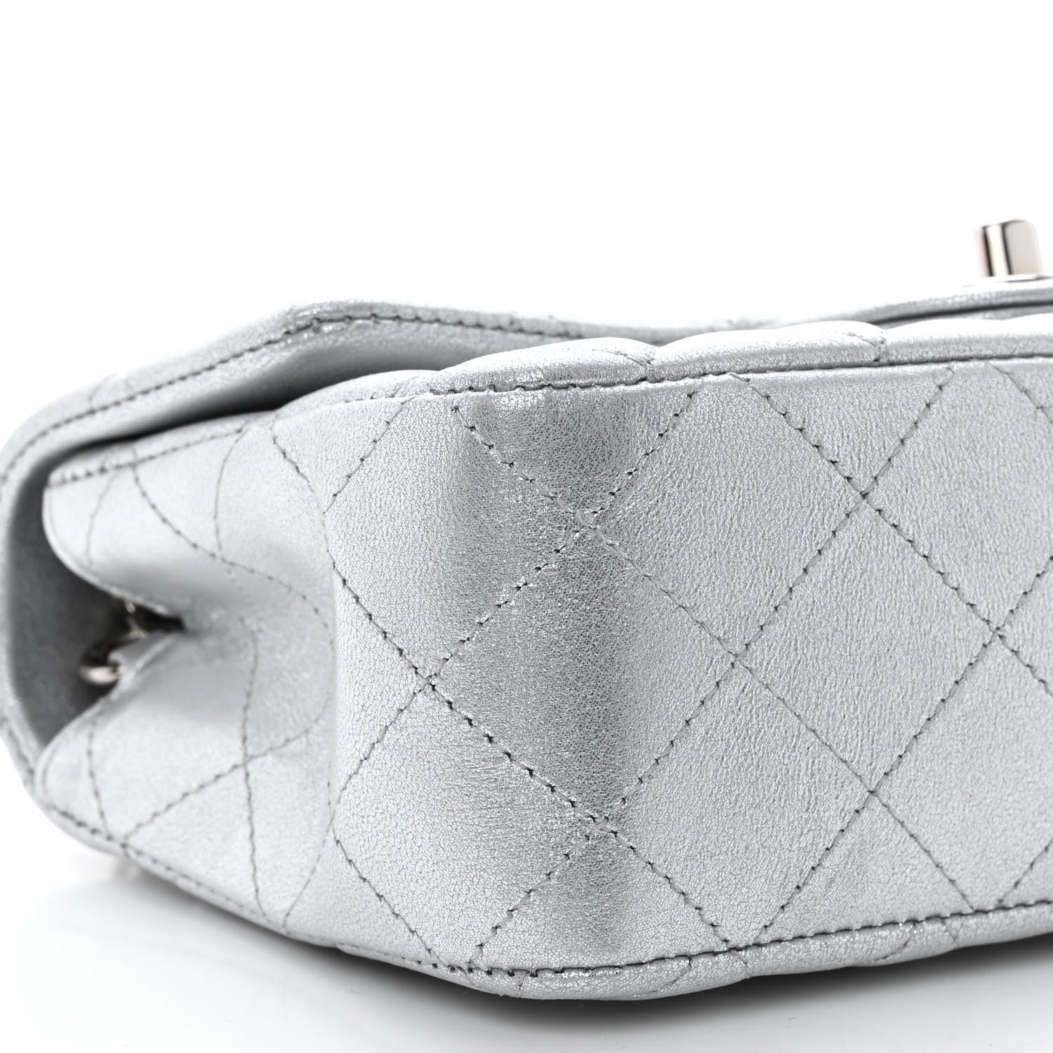 Chanel Metallic Lambskin Quilted Mini Rectangular Flap Silver 9 of 10