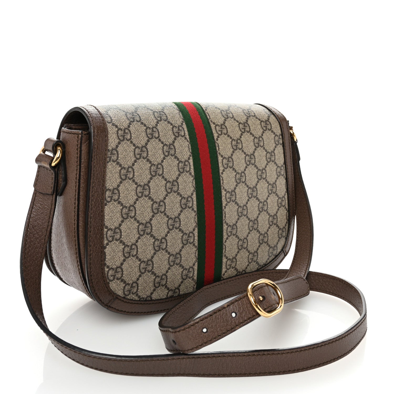 Gucci GG Supreme Monogram Web Small Ophidia Flap Messenger Bag Brown 3 of 13