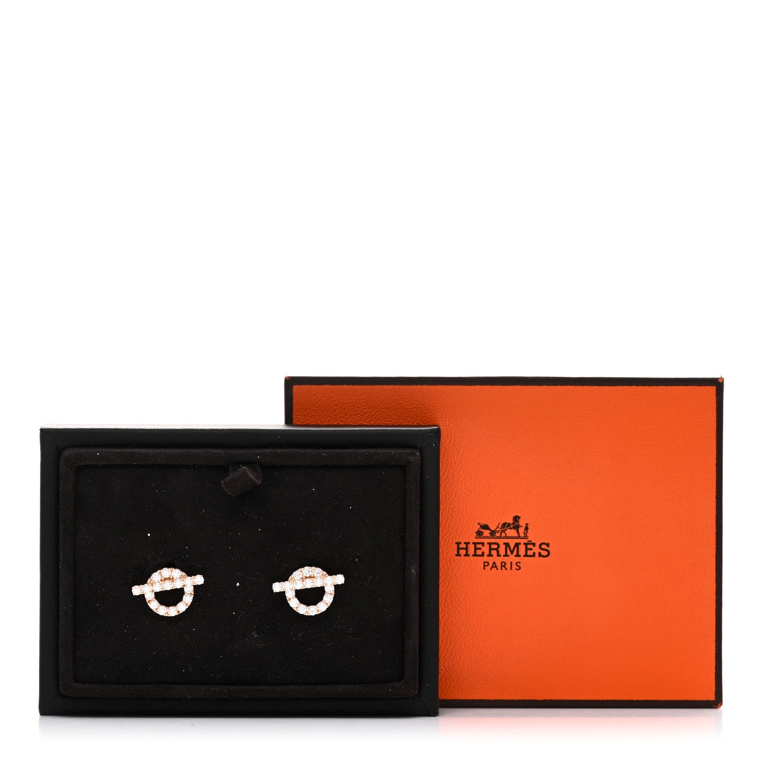 Hermes 18K Rose Gold Diamond Finesse Earrings 5 of 5