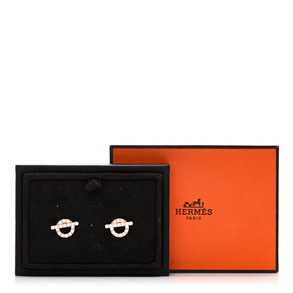 Hermes 18K Rose Gold Diamond Finesse Earrings 5 of 5
