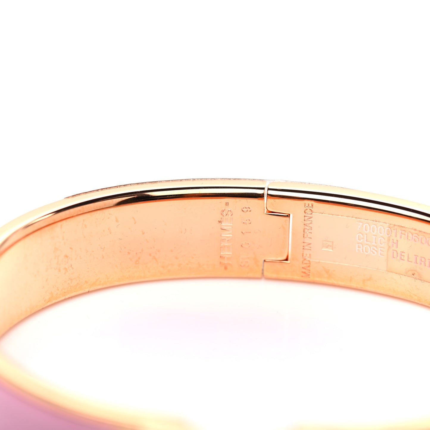 Enamel Narrow Clic Clac H Bracelet GM Rose Delirium