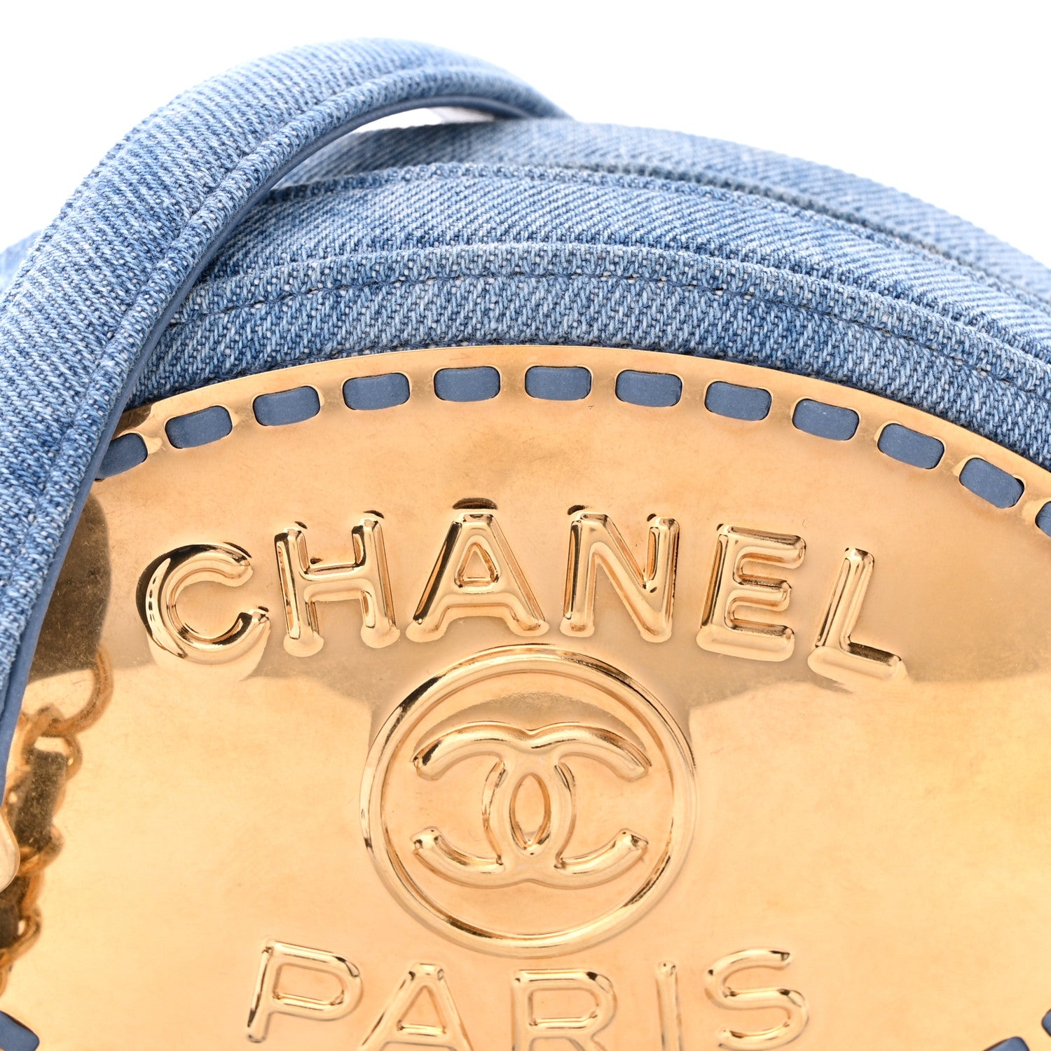 Chanel Denim Printed Chain Clutch Dark Blue 8 of 11