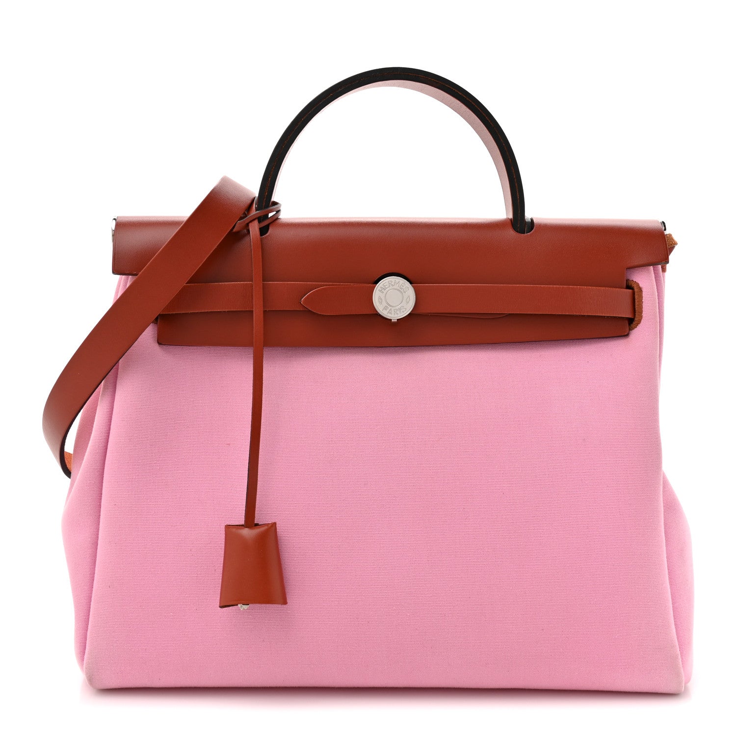 Hermes Military Toile Vache Hunter Herbag Zip Retourne PM 31 Bubblegum 1 of 13