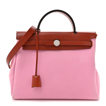 Hermes Military Toile Vache Hunter Herbag Zip Retourne PM 31 Bubblegum 1 of 13