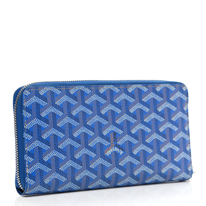 Goyard Goyardine Matignon Zip Around GM Wallet Blue 3 of 9