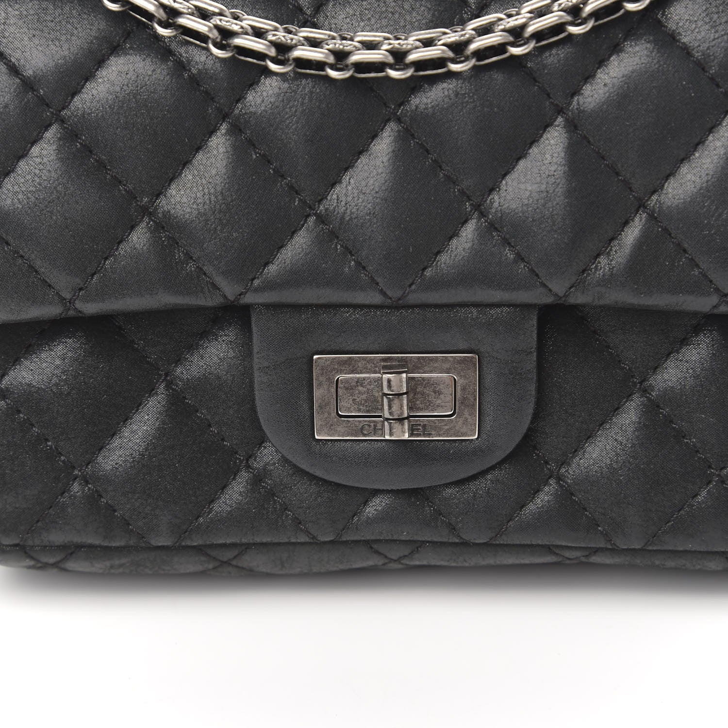 Chanel Iridescent Calfskin Quilted 2.55 Reissue 224 Flap Black 10 of 11