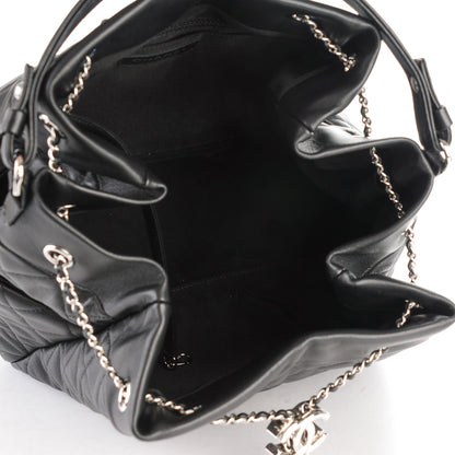 Chanel Lambskin Quilted Large Chain Bucket Bag Black 5 of 6