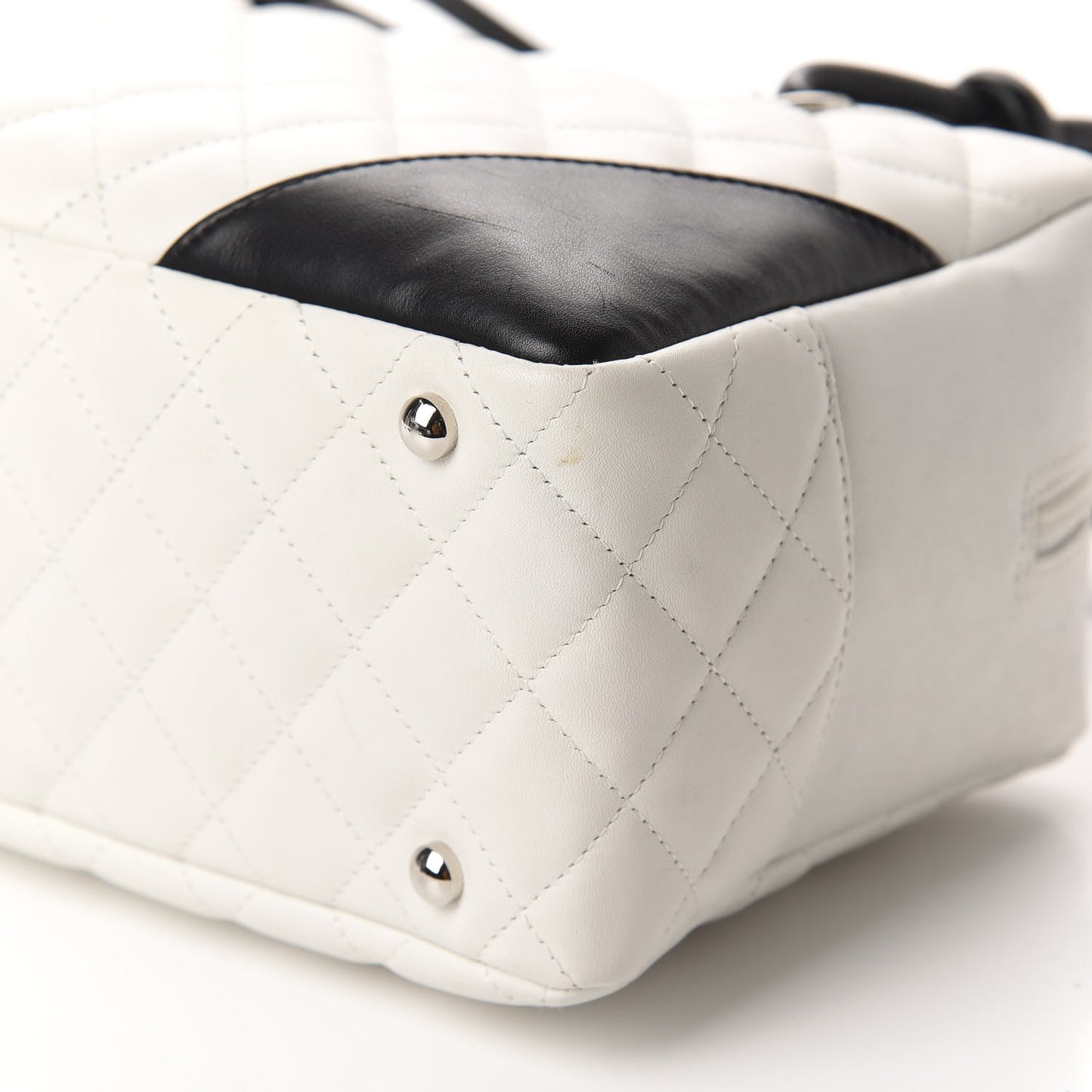 Calfskin Quilted Large Cambon Bowler White Black