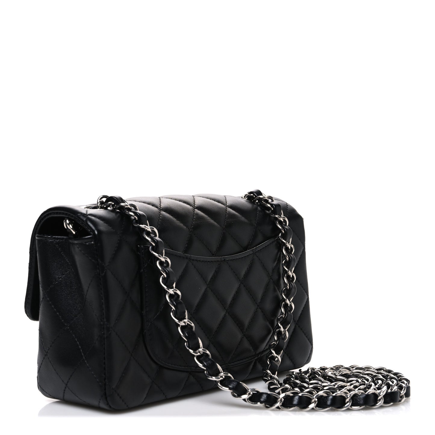 Lambskin Quilted Mini Rectangular Flap Black