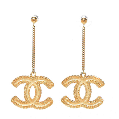 Chanel CC Drop Earrings Matte Gold 1 of 3