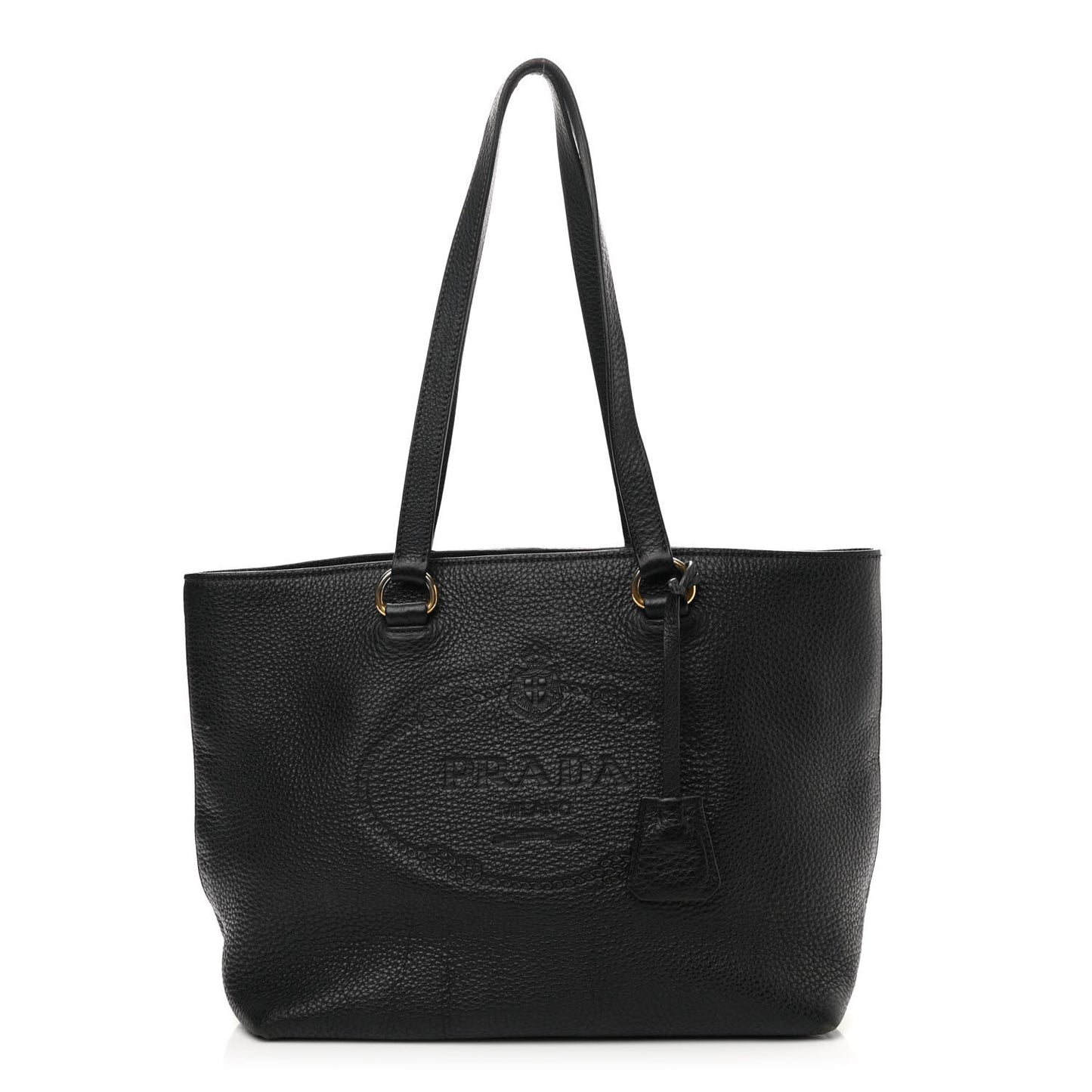 Vitello Phenix Embossed Logo Tote Black
