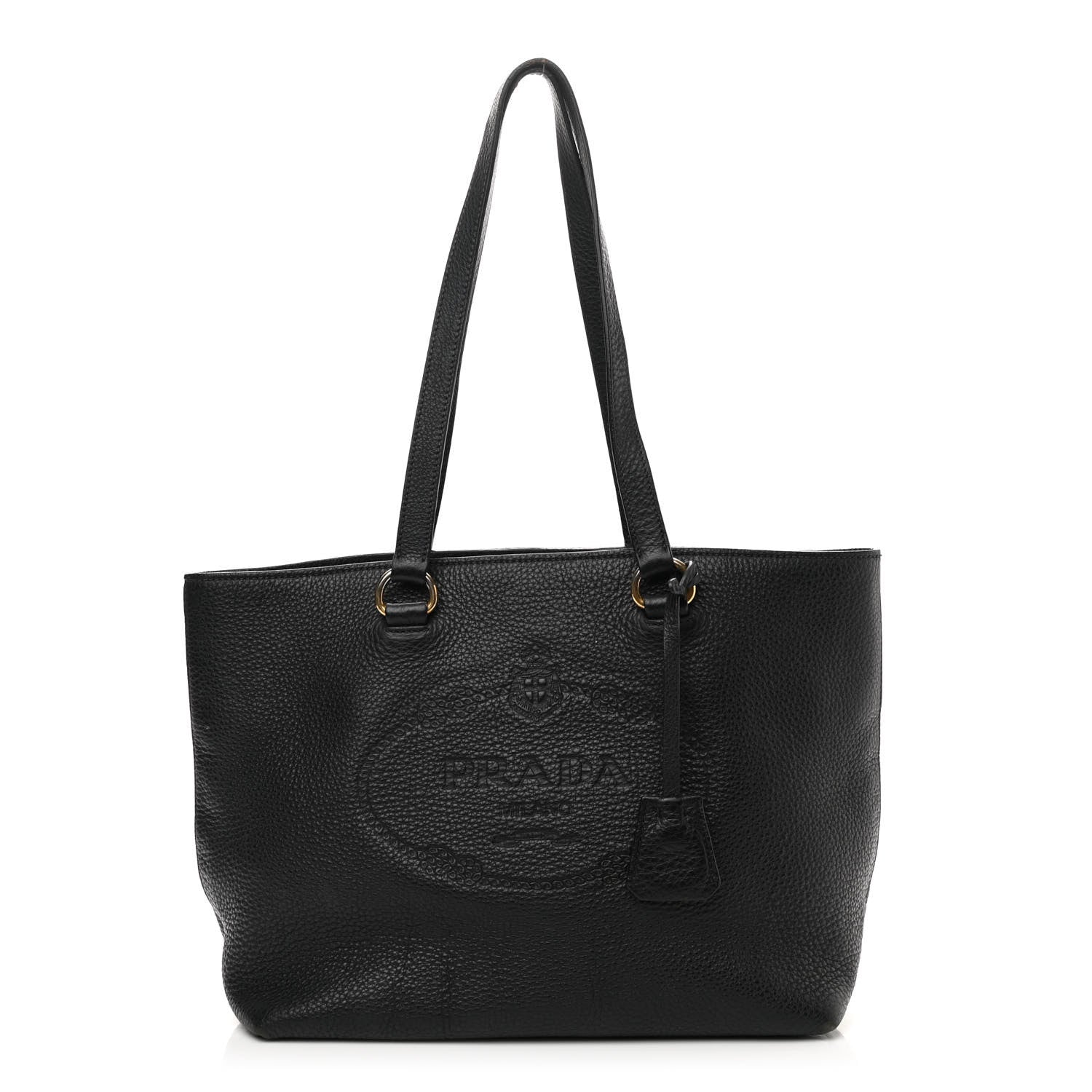 Prada Vitello Phenix Embossed Logo Tote Black 1 of 16