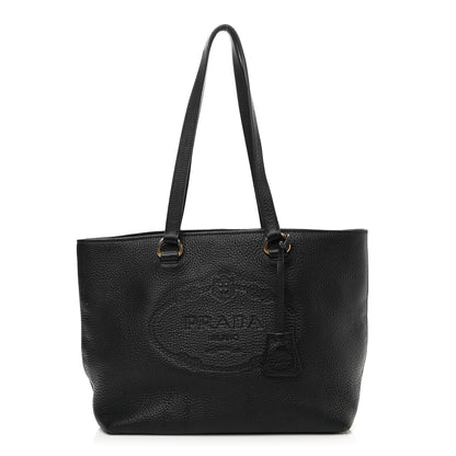 Prada Vitello Phenix Embossed Logo Tote Black 1 of 16