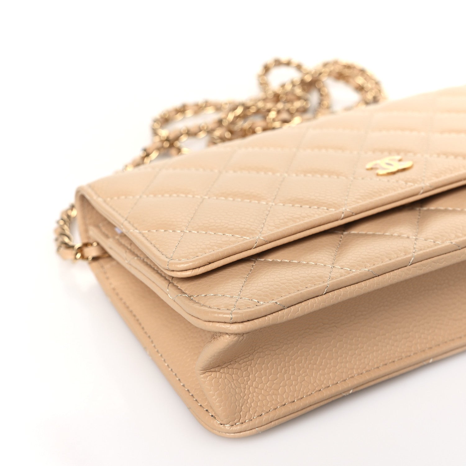 Chanel Caviar Quilted Wallet On Chain WOC Beige 9 of 10