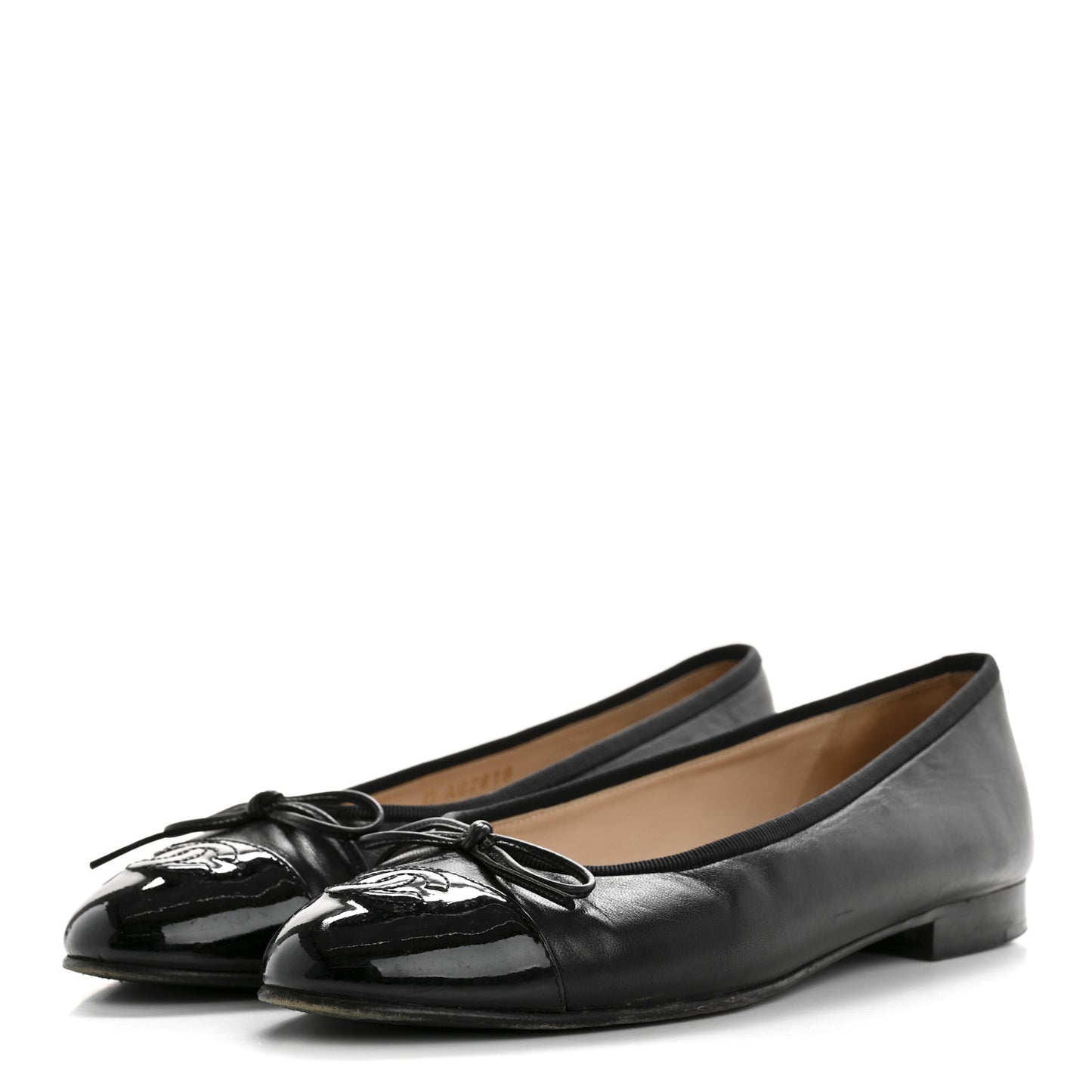 Lambskin Patent Cap Toe CC Ballerina Flats 37.5 Black