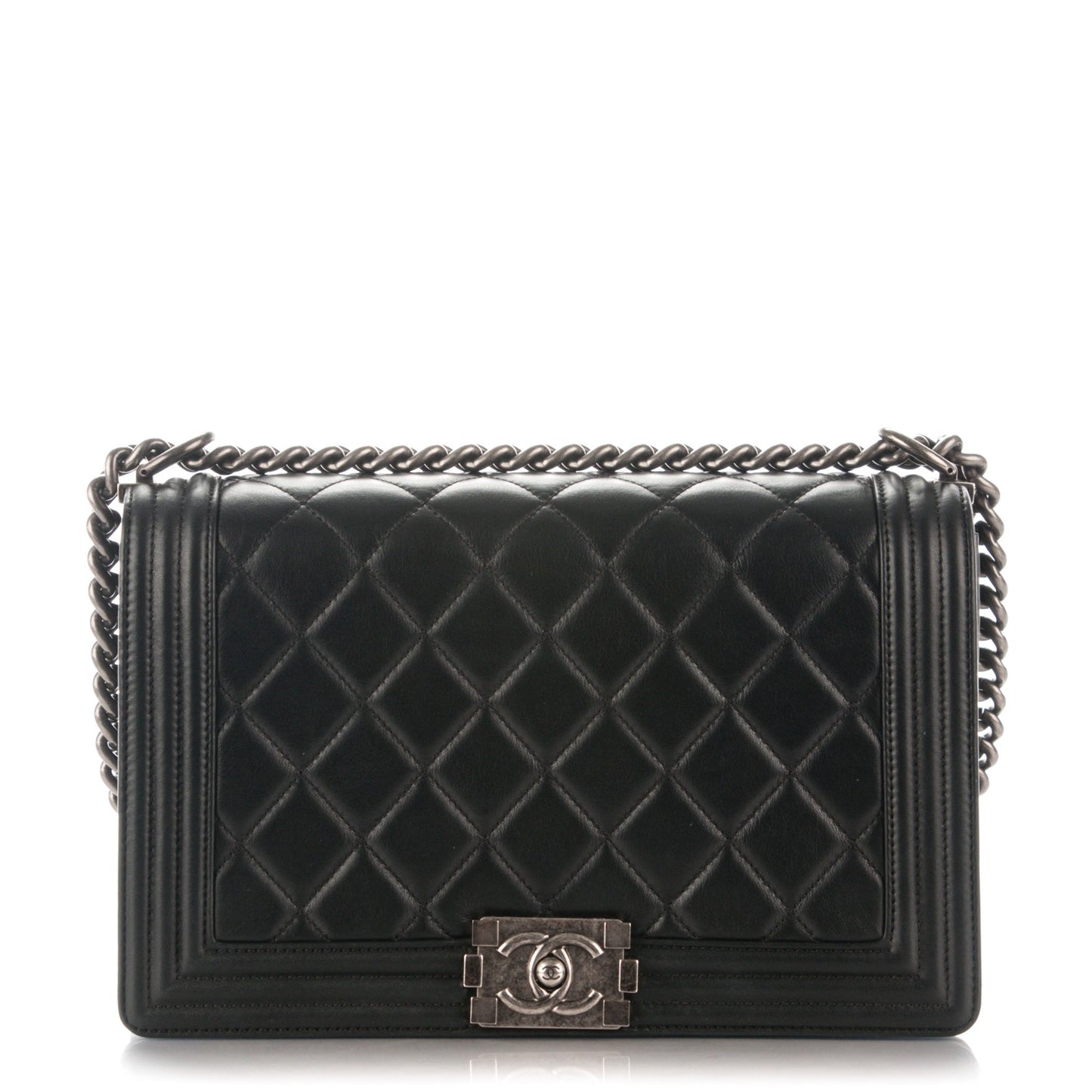 Calfskin Quilted New Medium Boy Flap Black