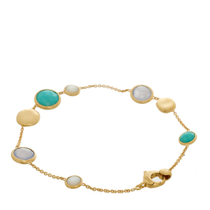 Marco Bicego 18K Yellow Gold Turquoise Mother of Pearl Chalcedony Jaipur Bracelet 2 of 3