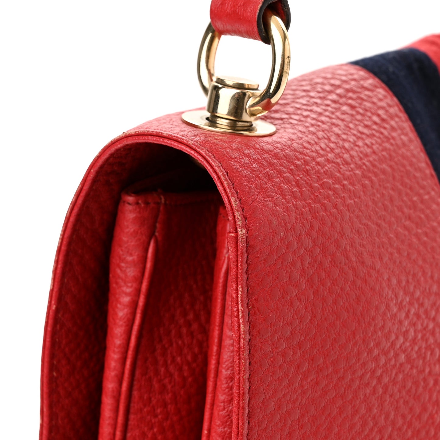 Pebbled Calfskin Web Blondie Hobo Red