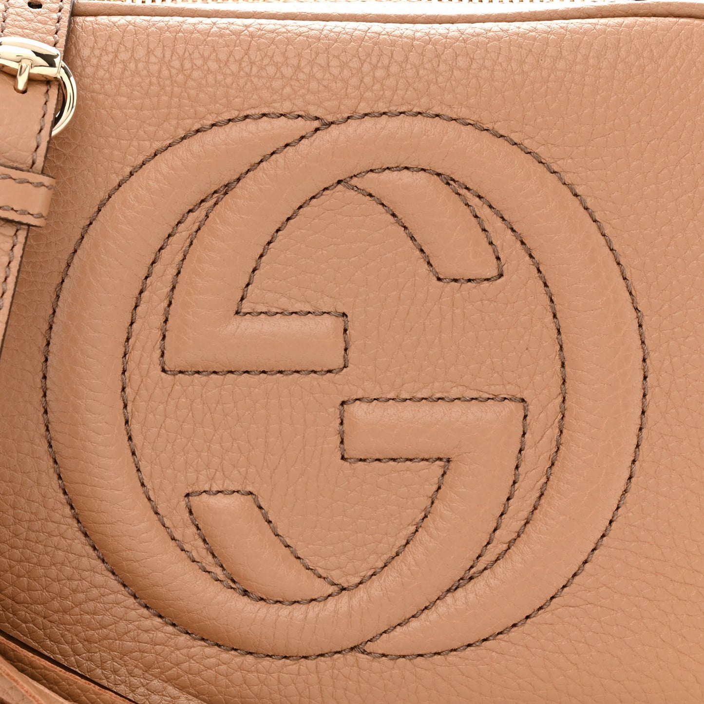 Pebbled Calfskin Small Soho Disco Bag Camelia