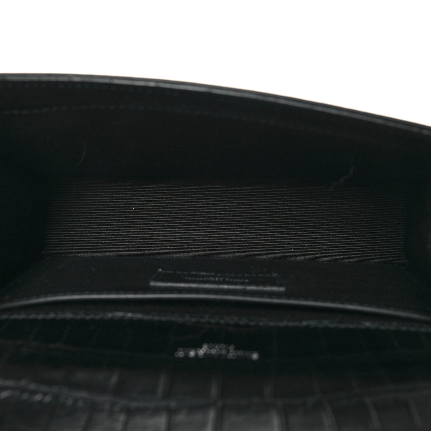 Calfskin Crocodile Embossed Small Classic Monogram Kate Tassel Satchel Black