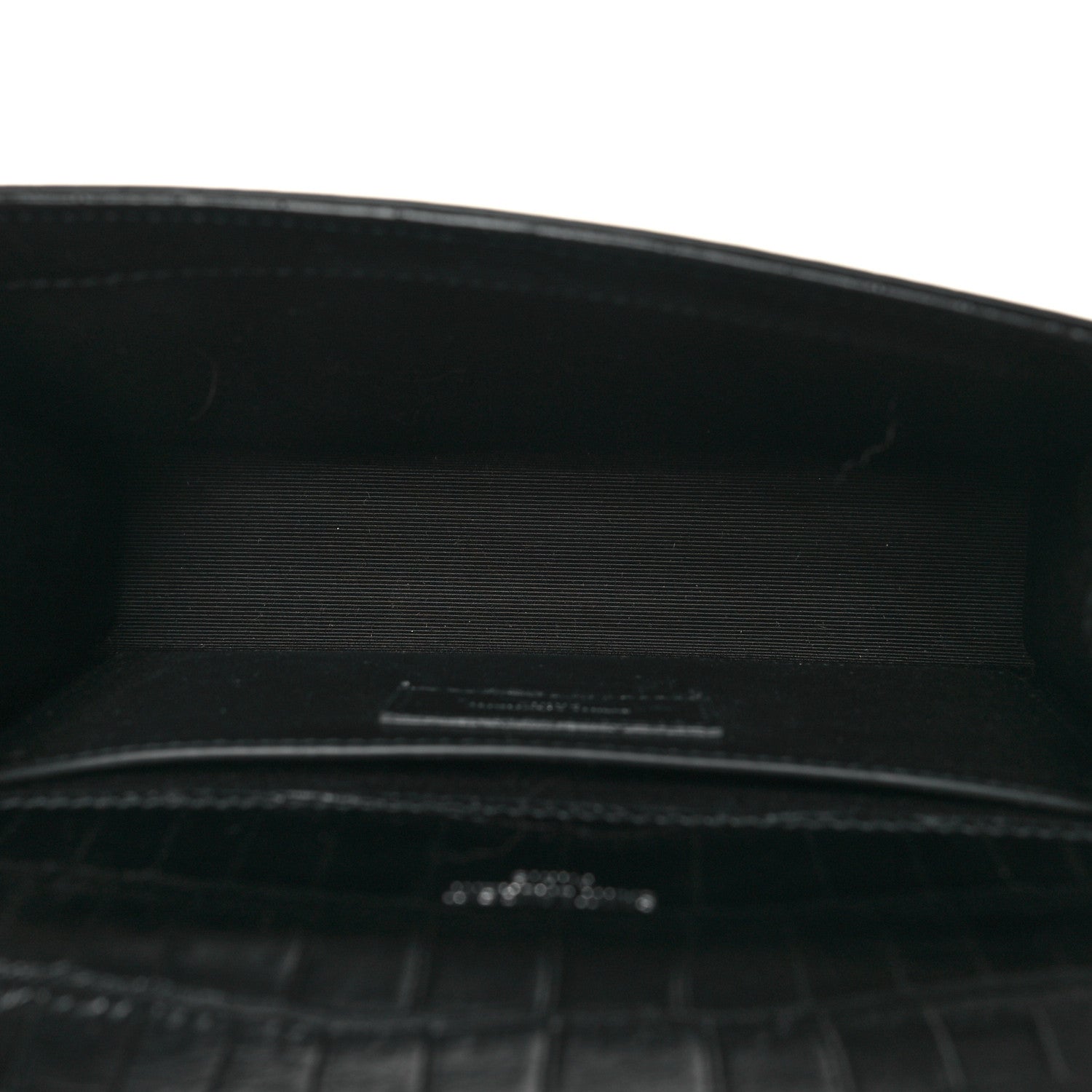 Saint Laurent Calfskin Crocodile Embossed Small Classic Monogram Kate Tassel Satchel Black 5 of 9