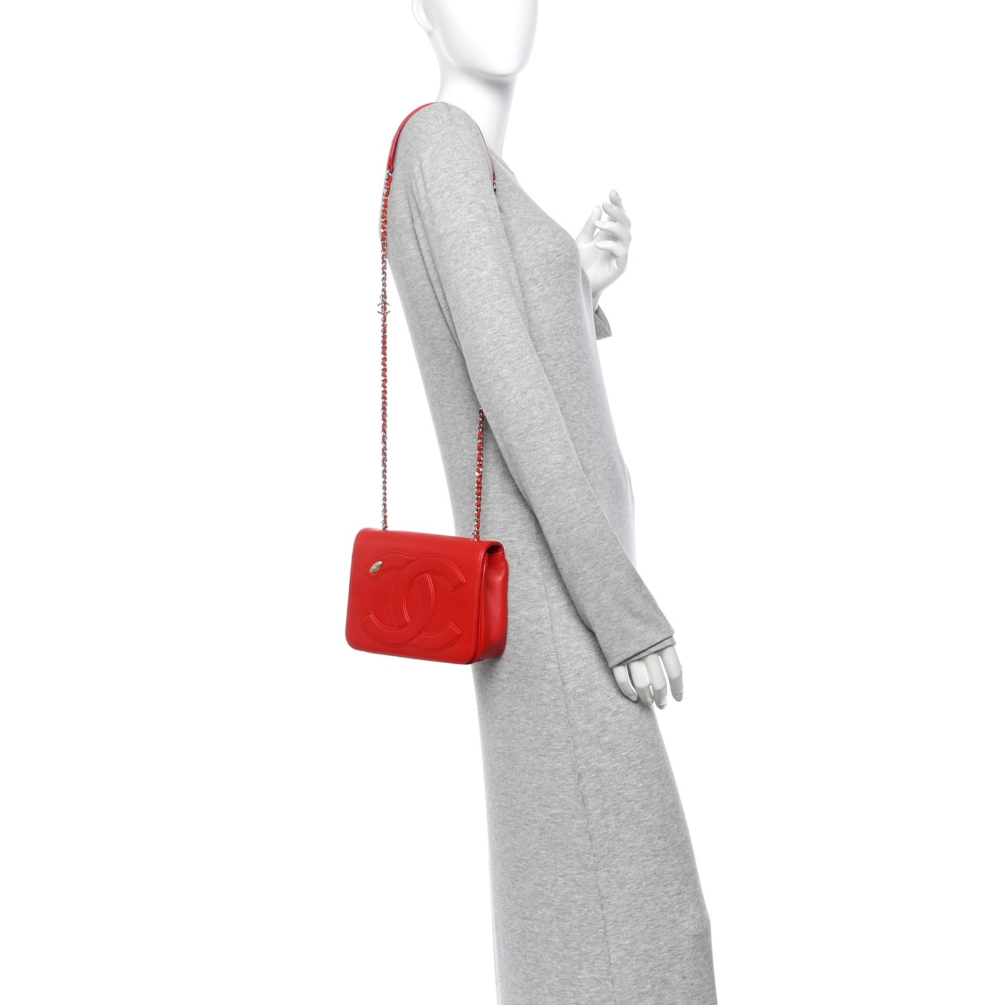 Lambskin CC Mania Flap Bag Red
