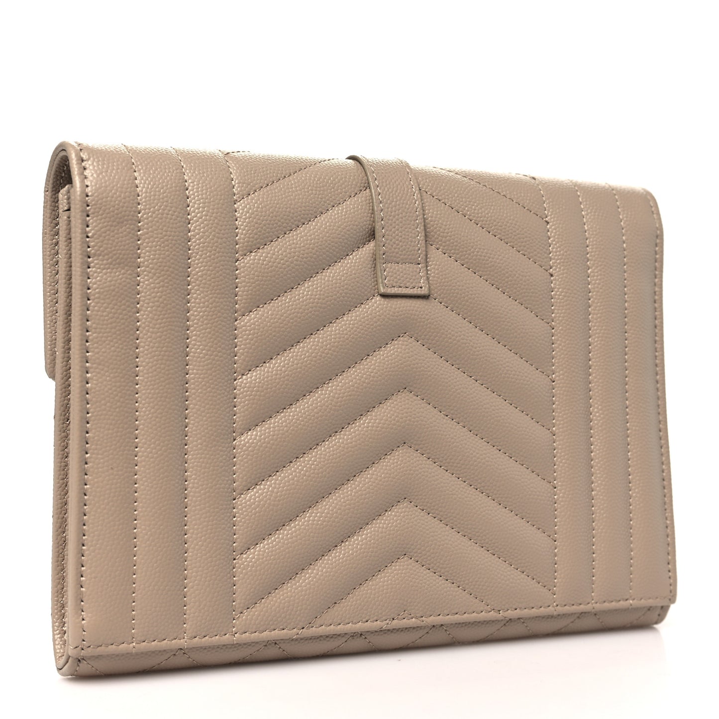 Grain De Poudre Textured Mixed Matelasse Triquilt Monogram Clutch Dark Beige