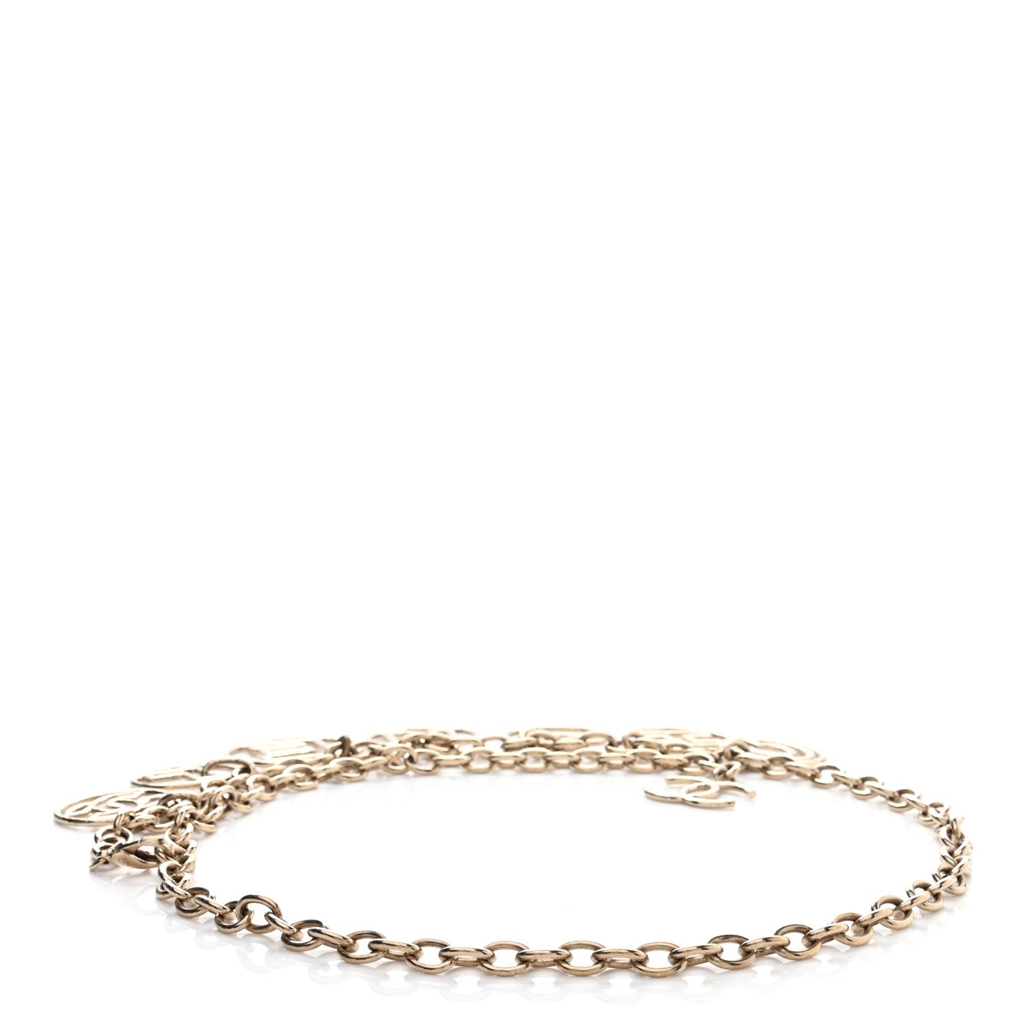Chanel Metal Strass Crystal Chain Logo Belt Gold 2 of 5