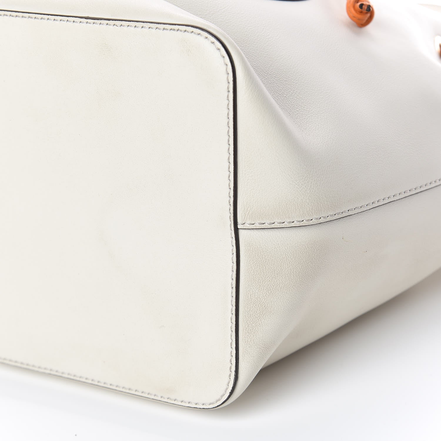 Fendi Vitello Grace Century F is Fendi Stamp Patch Bi-Color Grande Mon Tresor Bucket Bag White Ice Aranciata Maya 10 of 12