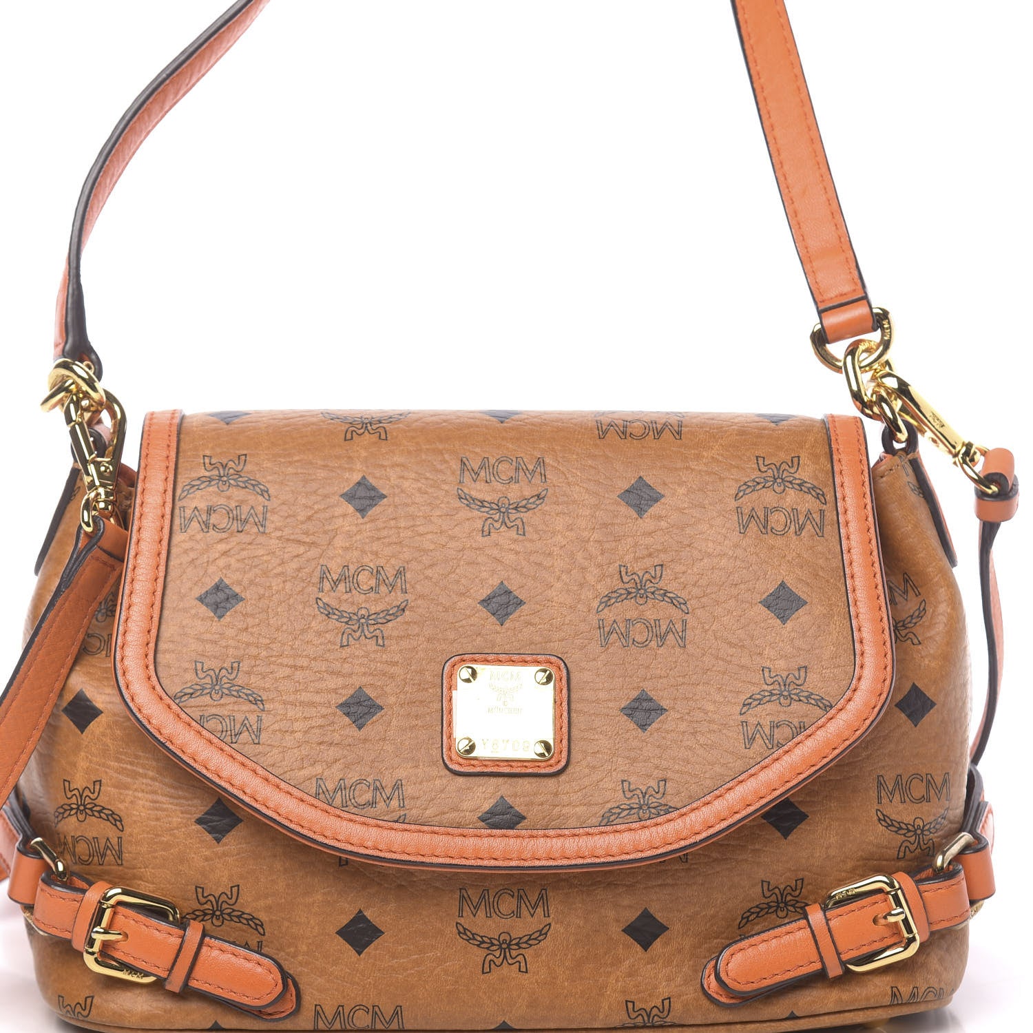 MCM Visetos Crossbody Flap Messenger Cognac Orange 12 of 12
