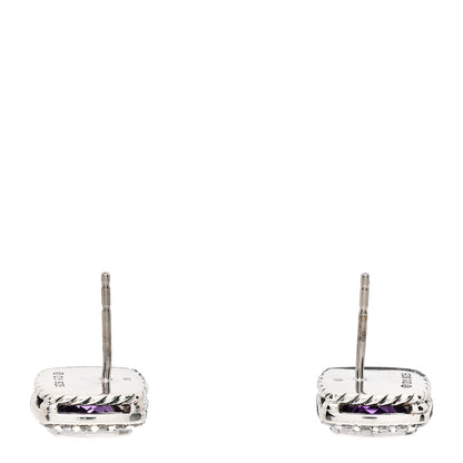 David Yurman Sterling Silver Diamond Lavender Amethyst 11mm Albion Earrings 3 of 4